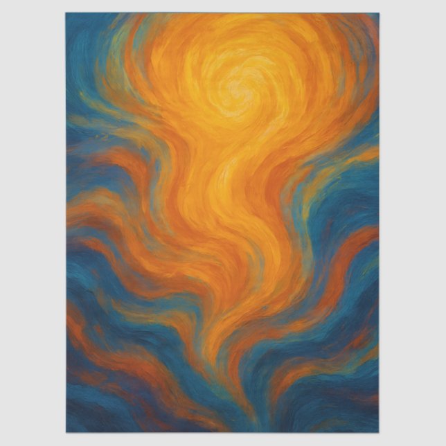 yellow and blue swirl sun energy abstract tissue paper (Front)