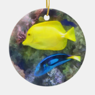 Yellow and Blue Tang Fish Ceramic Tree Decoration