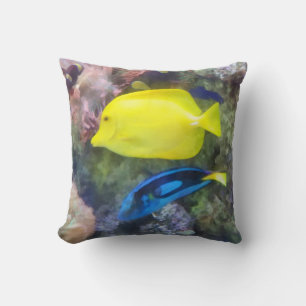Yellow and Blue Tang Fish Cushion