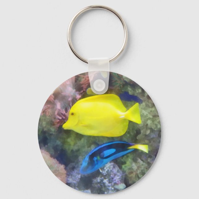 Yellow and Blue Tang Fish Key Ring (Front)
