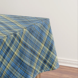 Yellow and blue tartan pattern tablecloth