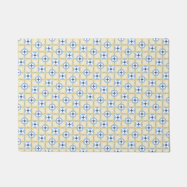 Yellow and Blue Tile  Doormat (Front)