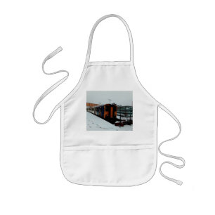 Yellow and blue train kids apron