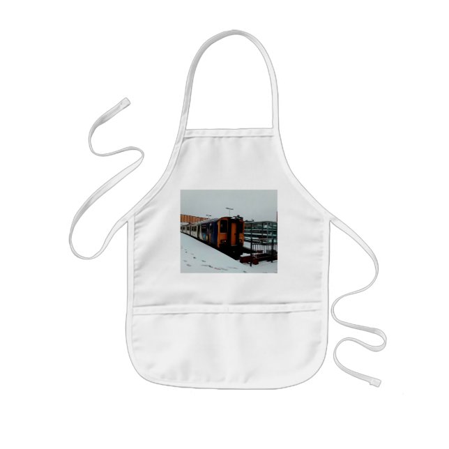 Yellow and blue train kids apron (Front)