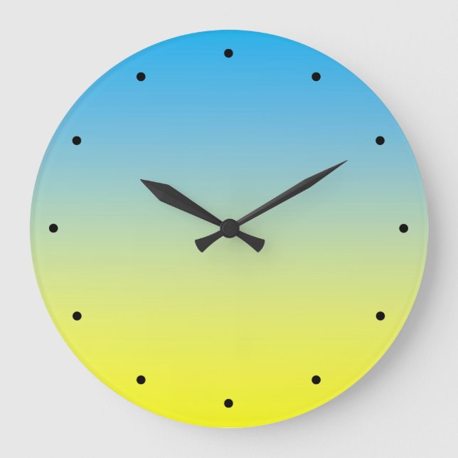 Yellow And Blue Two Tone Large Clock (Front)