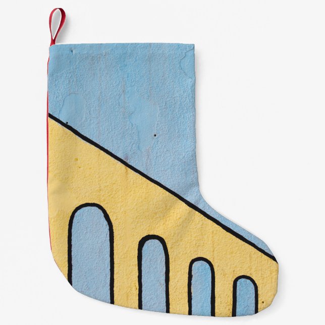 Yellow and blue wall décor small christmas stocking (Front)