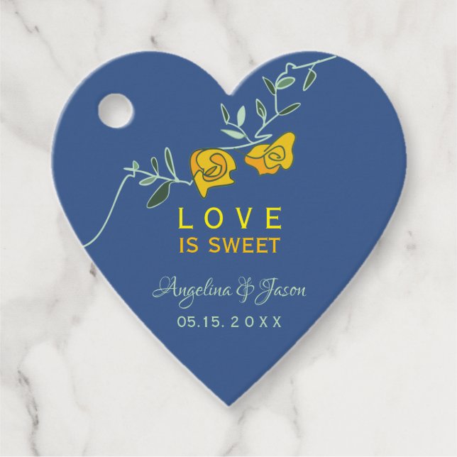 Yellow And Blue Wedding Favour Tags (Front)