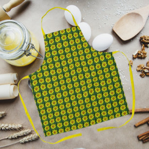 Yellow and Bronze Coreopsis Floral Pattern Apron
