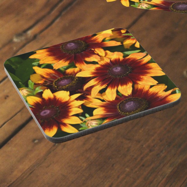 Yellow and Bronze Rudbeckias Floral Coaster (In Situ)