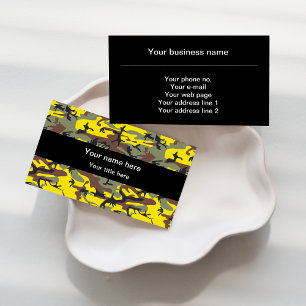 Yellow and Brown Camo, Camouflage, Military, Army Business Card