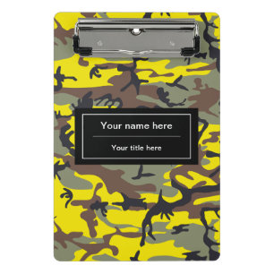Yellow and Brown Camo, Camouflage, Military, Army Mini Clipboard