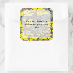 Yellow and Brown Camo, Camouflage, Military, Army Square Sticker