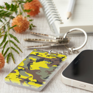 Yellow and Brown Camouflage, Military, Army Key Ring
