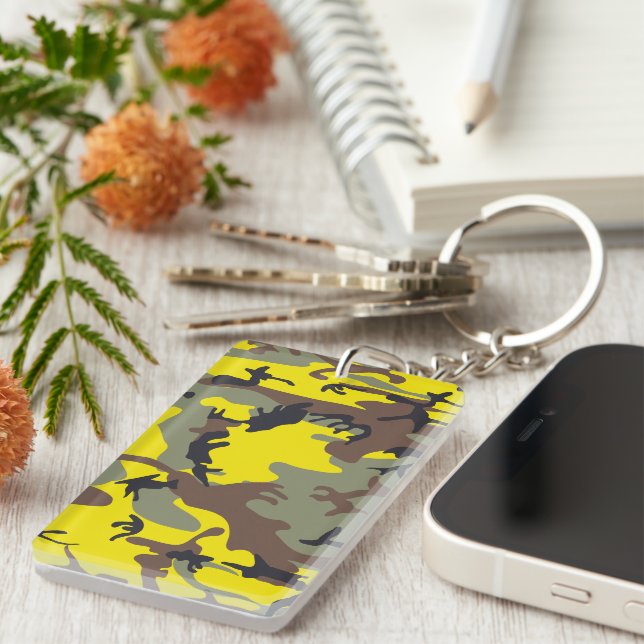 Yellow and Brown Camouflage, Military, Army Key Ring (Front Right)