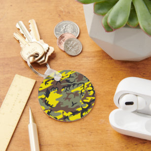 Yellow and Brown Camouflage, Military, Army Key Ring