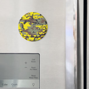 Yellow and Brown Camouflage, Military, Army Magnet