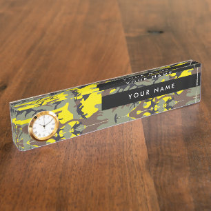 Yellow and Brown Camouflage, Military, Army Nameplate