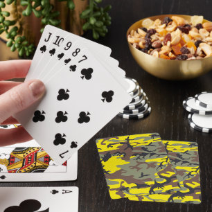 Yellow and Brown Camouflage, Military, Army Playing Cards