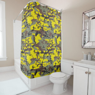 Yellow and Brown Camouflage, Military, Army Shower Curtain