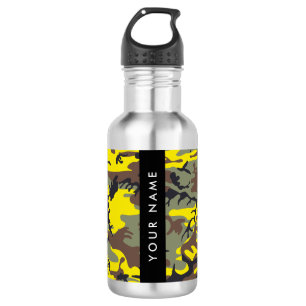 Yellow and Brown Camouflage Your name Personalise 532 Ml Water Bottle
