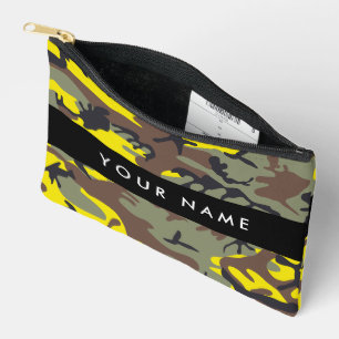 Yellow and Brown Camouflage Your name Personalise Accessory Pouch