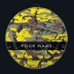 Yellow and Brown Camouflage Your name Personalise Dartboard<br><div class="desc">Elegant,  stylish and sophisticated camouflage pattern in yellow and brown colour. Modern and trendy gift,  perfect for the military lover in your life. Personalise by adding your name,  nickname,  monogram or initials.</div>