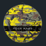 Yellow and Brown Camouflage Your name Personalise Dartboard<br><div class="desc">Elegant,  stylish and sophisticated camouflage pattern in yellow and brown colour. Modern and trendy gift,  perfect for the military lover in your life. Personalise by adding your name,  nickname,  monogram or initials.</div>