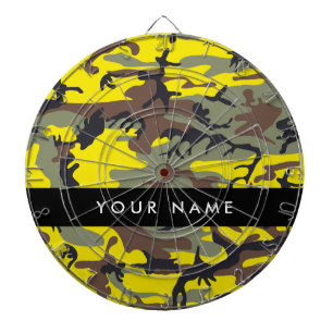 Yellow and Brown Camouflage Your name Personalise Dartboard
