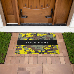 Yellow and Brown Camouflage Your name Personalise Doormat
