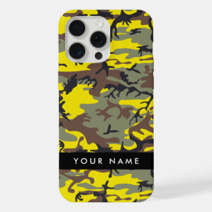 Yellow and Brown Camouflage Your name Personalise iPhone 15 Pro Max Case