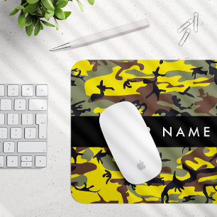 Yellow and Brown Camouflage Your name Personalise Mouse Mat