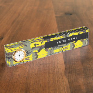 Yellow and Brown Camouflage Your name Personalise Nameplate