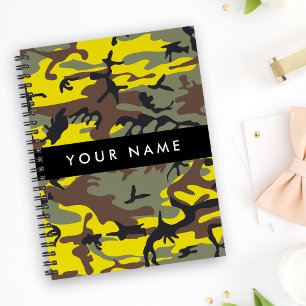 Yellow and Brown Camouflage Your name Personalise Notebook
