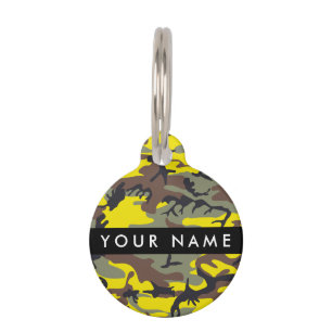 Yellow and Brown Camouflage Your name Personalise Pet Tag