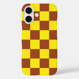 Yellow and Brown Chequered Style iPhone 16 Case