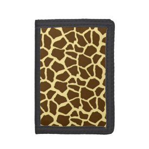 Yellow and Brown Giraffe Animal Print Tri-fold Wallet