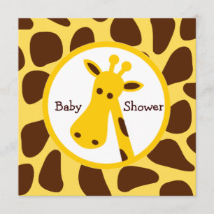 Yellow and Brown Giraffe Neutral Baby Shower Invitation