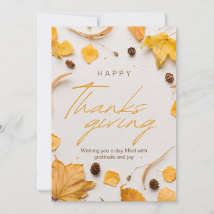 Yellow and Brown Minimalist Happy Thanksgiving  Holiday Card