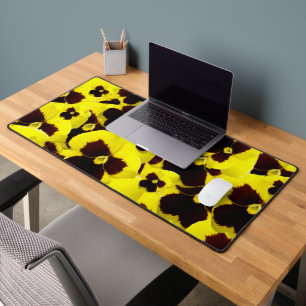 Yellow And Brown Pansies, Desk Mat