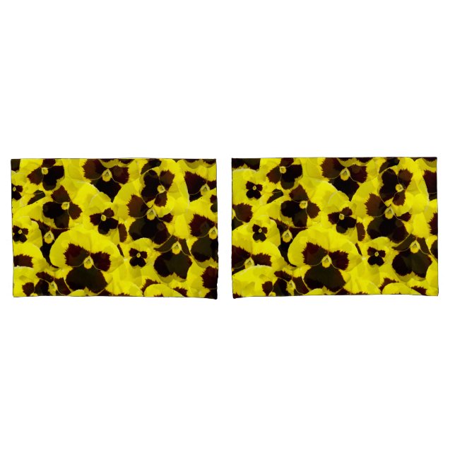 Yellow and Brown Pansies: Warm Elegance in Bloom Pillowcase (Front-Set)