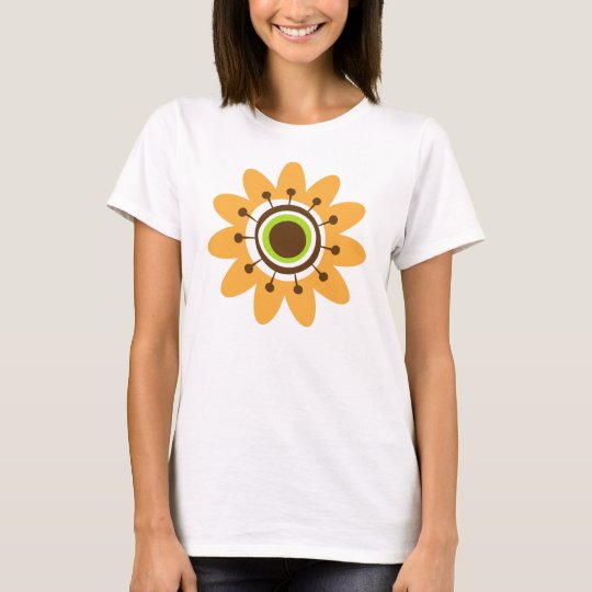 Yellow and brown retro flower t-shirt