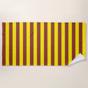 Yellow and Brown Stripes Design Beach Towel