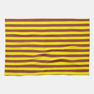 Yellow and Brown Stripes Design Tea Towel