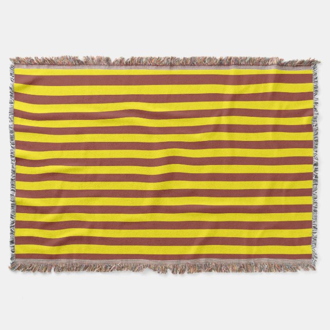 Yellow and Brown Stripes Design Throw Blanket (Front)