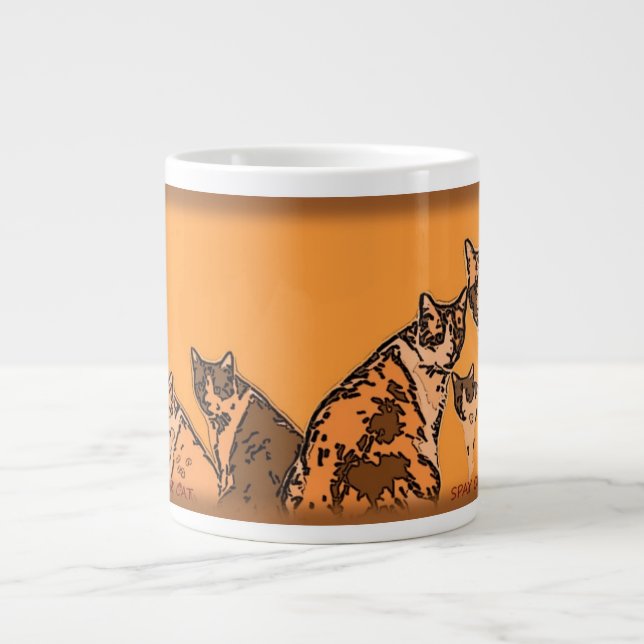 Yellow and brown tabby cats large coffee mug (Front)