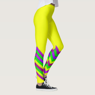 Yellow and coloured chevron stripes leggings