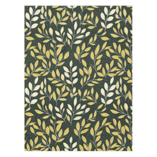 Yellow and Cream Leafy Branches Pattern  Tablecloth