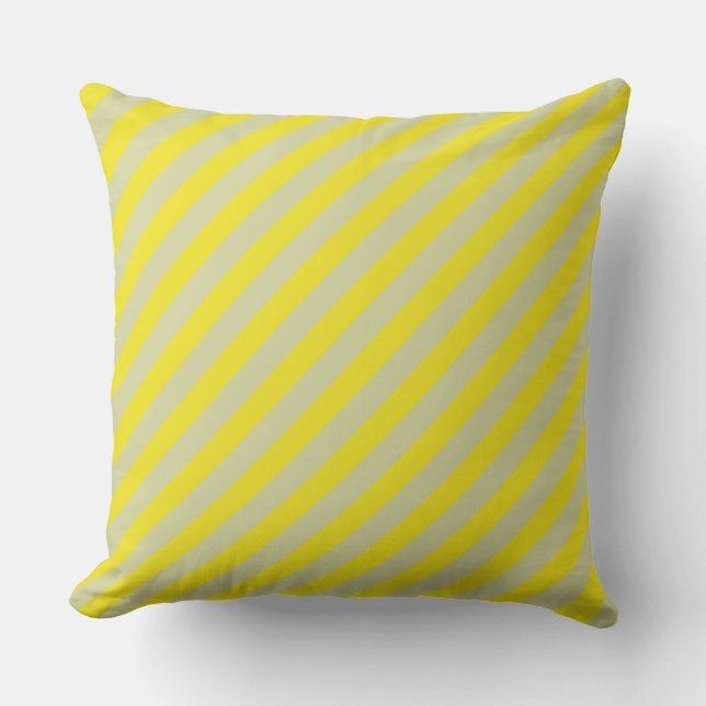 Yellow and Cream stripes pattern Ready For Spring Cushion (Front)