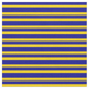 Yellow and Dark Blue Lines/Stripes Pattern Fabric