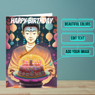 Yellow and Fushia Buddha Birthday Card